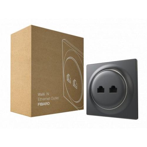 FIBARO - Prise murale 2 ports Ethernet Fibaro Walli N Ethernet Outlet Anthracite