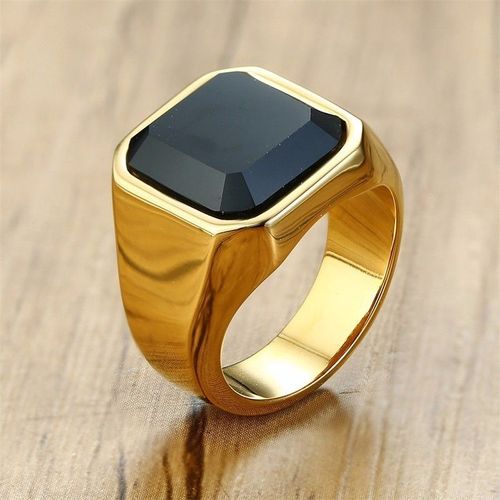 Vnox ¿ Bague En Pierre Noire Pour Homme, Bijou De Haute Qualité, En Acier Inoxydable Poli, Couleur Argent