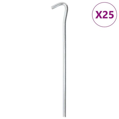 Vidaxl Piquets De Tente 25 Pcs 23 Cm Ø7 Mm Acier Galvanisé