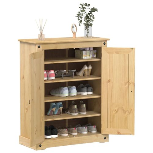 Vidaxl Armoire À Chaussures Corona 86x38,5x108 Cm Bois De Pin Massif
