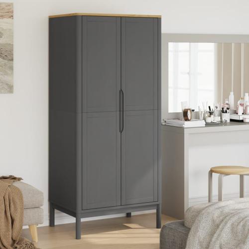 Vidaxl Garde-Robe Floro Gris 77x53x171 Cm Bois Massif De Pin