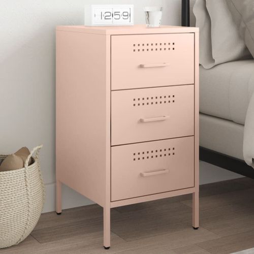 Vidaxl Table De Chevet Rose 36x39x68 Cm Acier Laminé À Froid