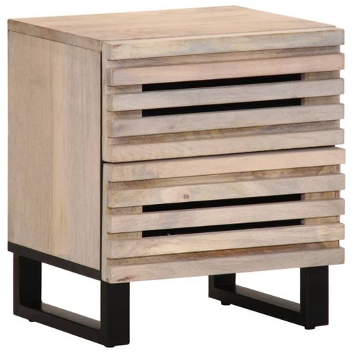 Vidaxl Table De Chevet 40x33x46 Cm Bois De Manguier Massif Blanchi