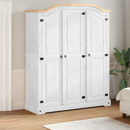 Vidaxl Garde-Robe Corona Blanc 151,5x52x186 Cm Bois De Pin Massif