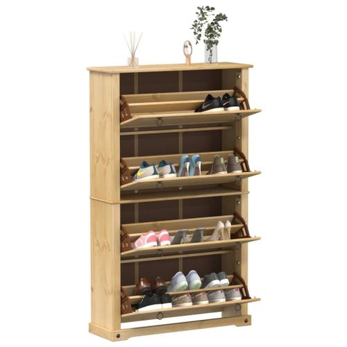 Vidaxl Armoire À Chaussures Corona 99x32x163,5 Cm Bois De Pin Massif