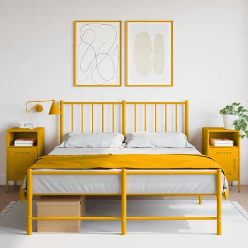 Vidaxl Tables De Chevet 2 Pcs Jaune Moutarde 36x39x68 Cm