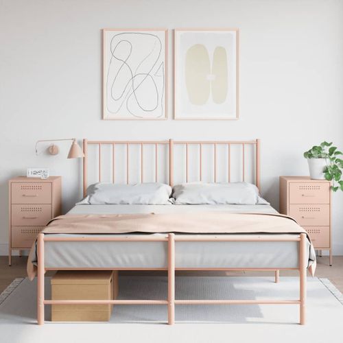 Vidaxl Tables De Chevet 2 Pcs Rose 36x39x68 Cm Acier Laminé À Froid