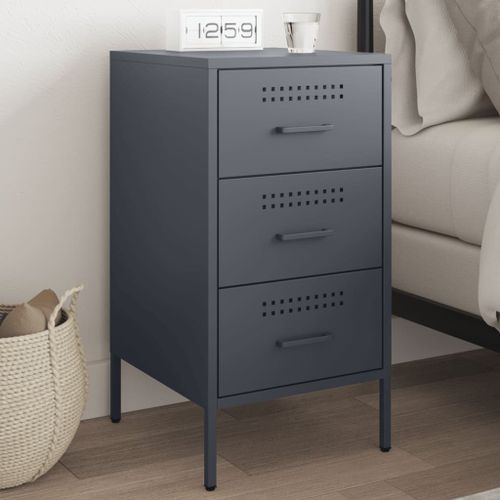 Vidaxl Table De Chevet Anthracite 36x39x68 Cm Acier Laminé À Froid