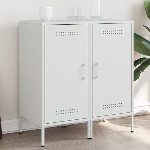Vidaxl Buffets 2 Pcs Blanc 36x39x79 Cm Acier