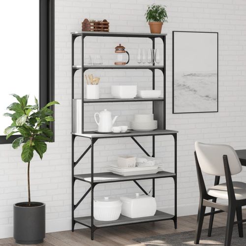Vidaxl Support De Boulanger À 6 Niveaux Sonoma Gris 90x40x180 Cm