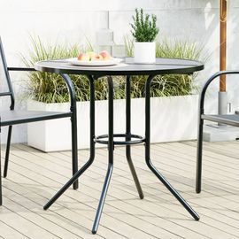 Vidaxl Table De Patio Ronde Anthracite Acier Enduit De Poudre