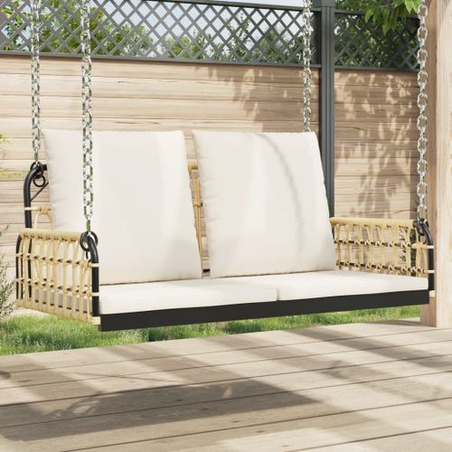 Vidaxl Balancelle Avec Coussins 105x58x38 Cm Résine Tressée Et Acier
