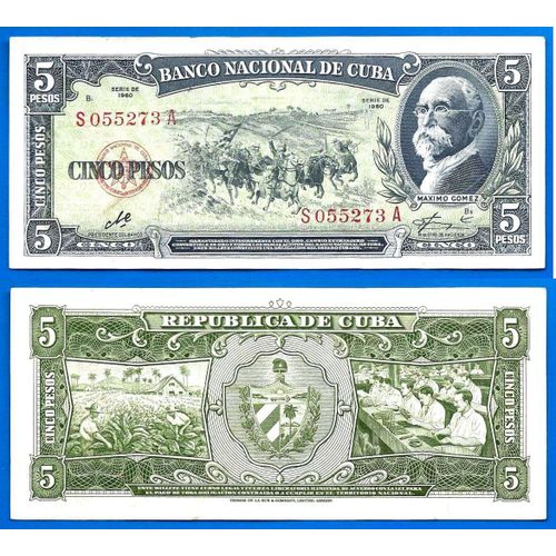 Cuba 5 Pesos 1960 Signature Che Guevara Peso Billet Amerique Centrale Caraibe
