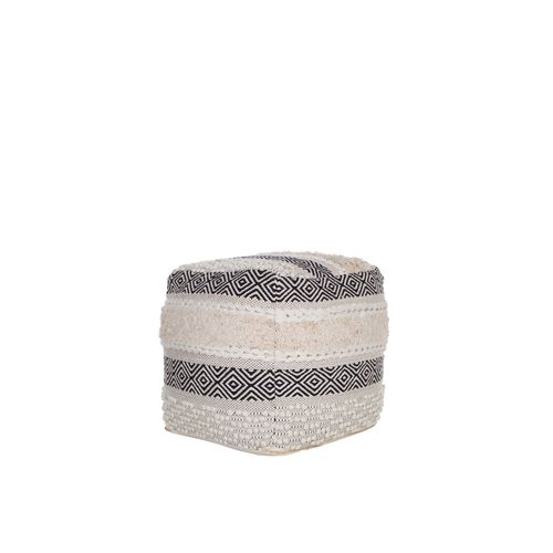Pouf En Coton Blanc Crème 50 X 50 Cm Kanam