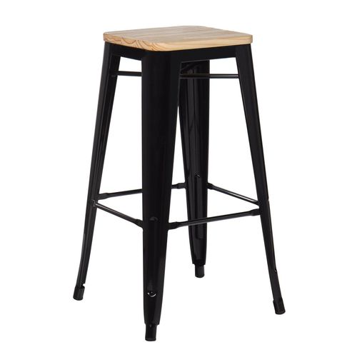 Tabouret Haut Lix Bois Noir Bois Naturel