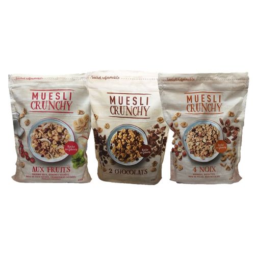 Assortiment De Mueslis : Aux Fruits, 2 Chocolats Et 4 Noix