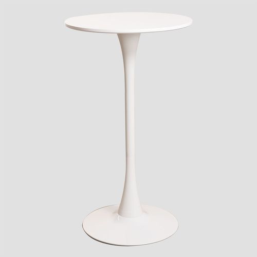 Table Haute Ronde En Mdf Et Métal (Ø60 Cm) Ivet Style Blanc