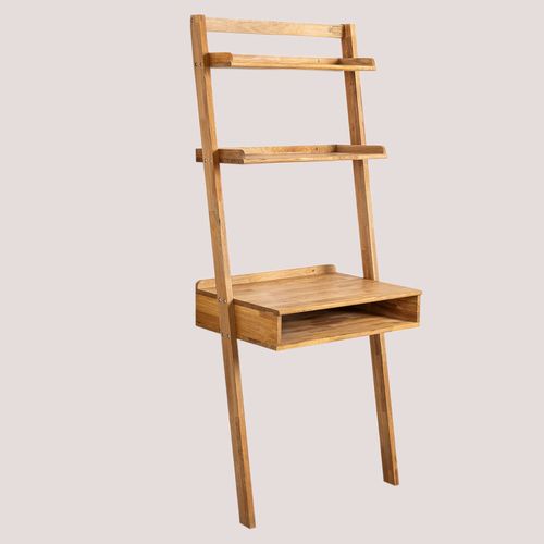 Bureau En Bois De Chêne De Style Zina Avec Étagères Marron Chêne