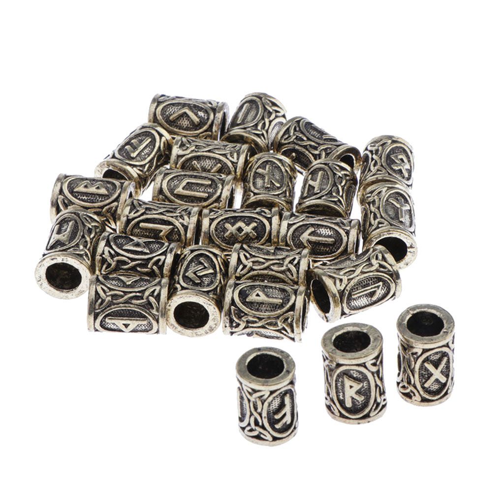 SM SunniMix 5pcs Norse Viking Runes Cheveux Barbe Perles pour Bracelets Pendentif Collier DIY 
