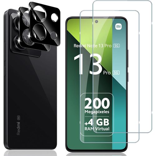 Verre Trempé Pour Xiaomi Redmi Note 13 Pro 5g, 2 Pièces Protection Écran Film Avec 2 Pièces Caméra Arrière Protecteur, Dureté 9h Film En Sans Bulles,Ultra Hd Vitre Trempé