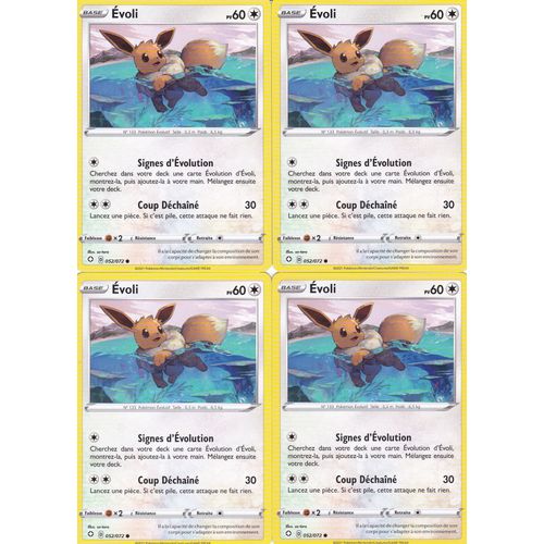 4 Cartes Pokemon - Evoli - 052/072 - Épée Et Bouclier 4,5 - Destinées Radieuses - Vf