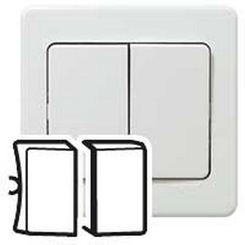 Legrand 086505 - Enjoliveur SAGANE PLEXO - DBLE VV, DOUBLE ALLUM, DOUBLE Poussoir - BLANC