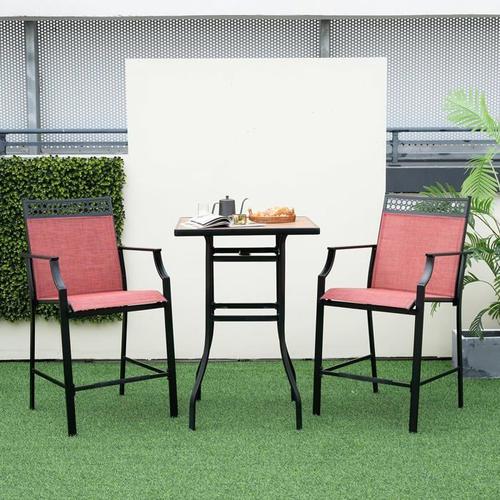 Costway Lot De 2 Chaises De Jardin En Tissu Avec Repose-Pieds, Dossier Haut & Accoudoirs, Pour Piscine Porche Balcon Patio, Rouge