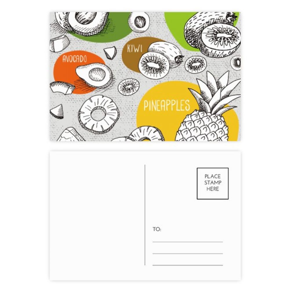 Ananas Kiwis Illustration Schema Carte Etablie pcs Carte Cote Postale Anniversaire Grace Rakuten