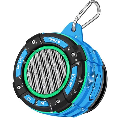 Enceinte Bluetooth Portable Sans Fil IPX7 Mains Libres Haut Parleur Bluetooth5.0 de avec Mic Bleu Adapté aux pour la Douche Plage Voyage 7H de Lecture Lrecat Étanche Haut-Parleur de Douche 