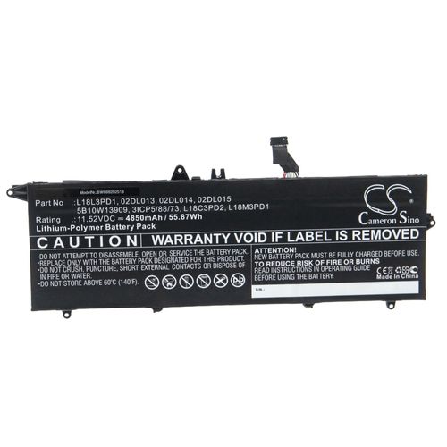 vhbw Batterie compatible avec Lenovo ThinkPad T490s, T490s(20NX000RCD), T490s(20NX0015CD) ordinateur portable Notebook (4850mAh, 11.52V, Li-polymère)