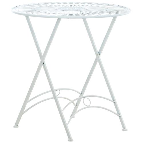 Table De Jardin En Métal Ø 71 Cm Style Rustique Blanc Mdj10218