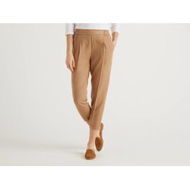 Pantalon 100% Lin Cropped Marron/Beige Taille L