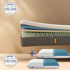 Emma | Pack Matelas Original 140x190 Cm + 2 Oreillers | Technologie Mémoire De Forme | Corps Détendu