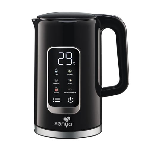 SENYA Bouilloire électrique programmable double paroi noire avec 5 menus automatiques SYBF-K043N