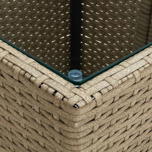 Vidaxl Table À Thé Beige 41,5x41,5x44cm Résine Tressée Et Verre Trempé