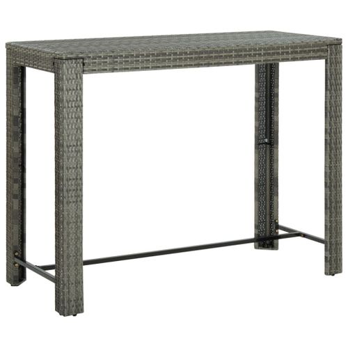 Vidaxl Table De Bar De Jardin Gris 140,5x60,5x110,5 Cm Résine Tressée