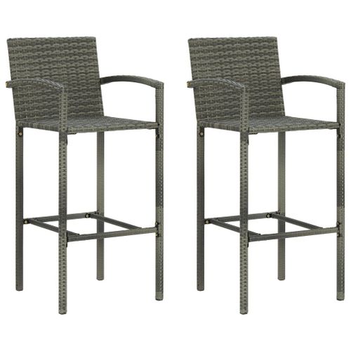Vidaxl Tabourets De Bar Lot De 2 Gris Résine Tressée