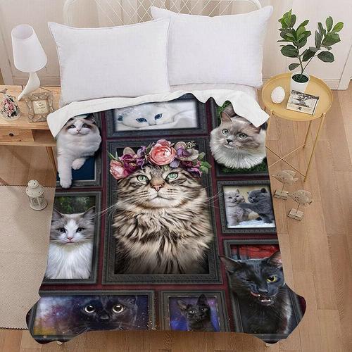 Fleurs Fleurs 3d Plaid Couverture Polaire En Flanelle, Treer Imprimé De Chat Canapé Jeté Lit Voyage Douce Et Chaude Pour Adultes Enfants