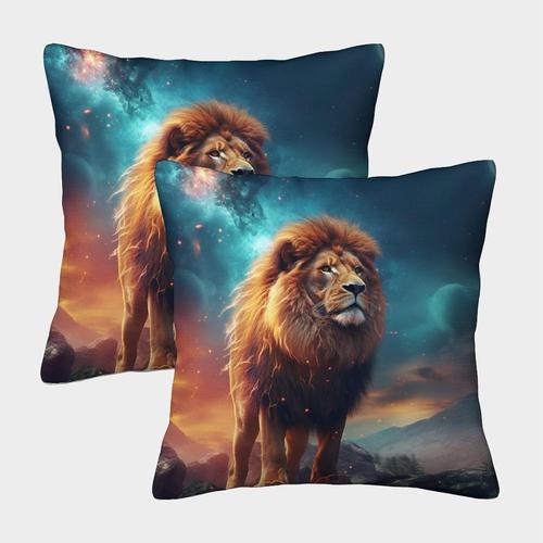 Style Style Lion Taies D'oreillers Carrées Taie Oreiller Maison Décoration Super Douce Lot De 2 En Pour Garçon Fille Chambre Salon