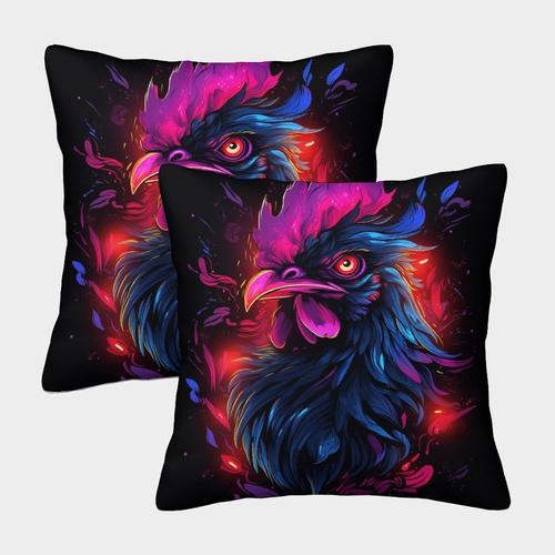 Cock Cock 3d Taies D'oreiller Coq Douce Lot De 2 Taie Oreiller Décoration Super Douce Pour Canapé Lit Chambre Chaise 40x40cm