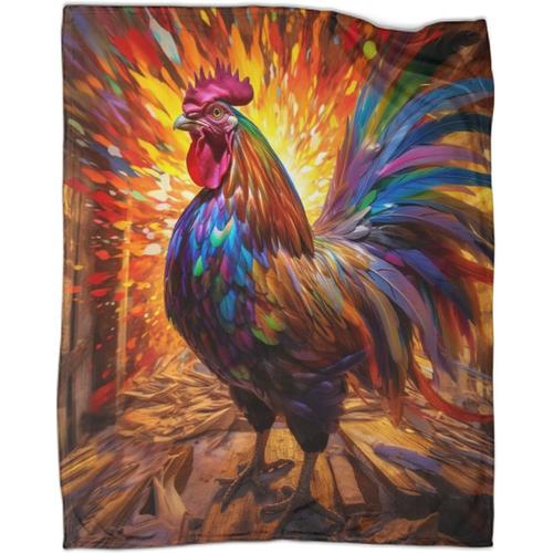 Style Style Coq Couverture Polaire Flanelle Fine Pour Canapé Ultra Douce Et Chaude Microfibre Impression 3d Coloré Pour Adultes Et Enfants