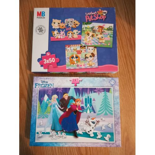 Lot De 2 Puzzles Reine Des Neiges Et Pet Shop