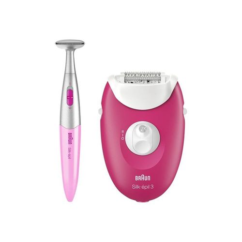 Braun Silk-Épil 3 3-420 - Épilateur - Rose Framboise/Blanc - Avec Tondeuse Pour Bikini