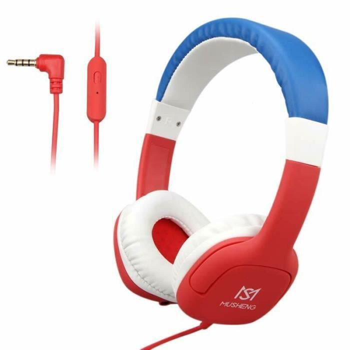 Casque pour Enfants avec Protection auditive à Volume limité de 85 DB Écouteurs filaires pour Enfants Noir Rouge Rosilesi Casque 