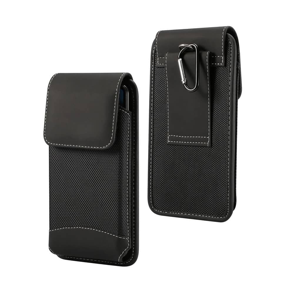 Étui Housse Ceinture Verticale Design Cuir Et Nylon Pour Lg K10 (2017) - Noir