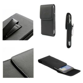Étui Housse Clip Ceinture Métallique Verticale Pince En Simili-Cuir Souple Pour Nokia Lumia 530 (Nokia Rock) (2014) - Noir