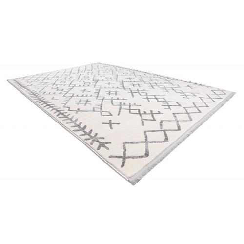 280x370 Cm Tapis Moderne Rebec Franges 51136a - Deux Niveaux De Molleton Crème