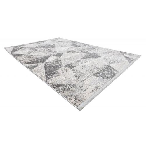 200x290 Cm Tapis Moderne Rebec Franges 51192a - Deux Niveaux De Molleton Crème / Gris