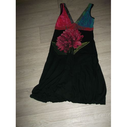 Robe Desigual Noire Et Multicolore Broderies Effet Boule M Tbe