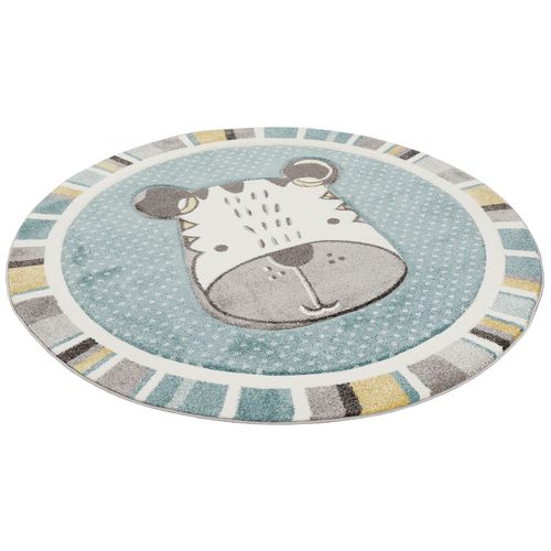Pergamon Maui Kids - Tapis Pour Enfant Rond - Motif Chien Menthe Bleu 120x120 Cm